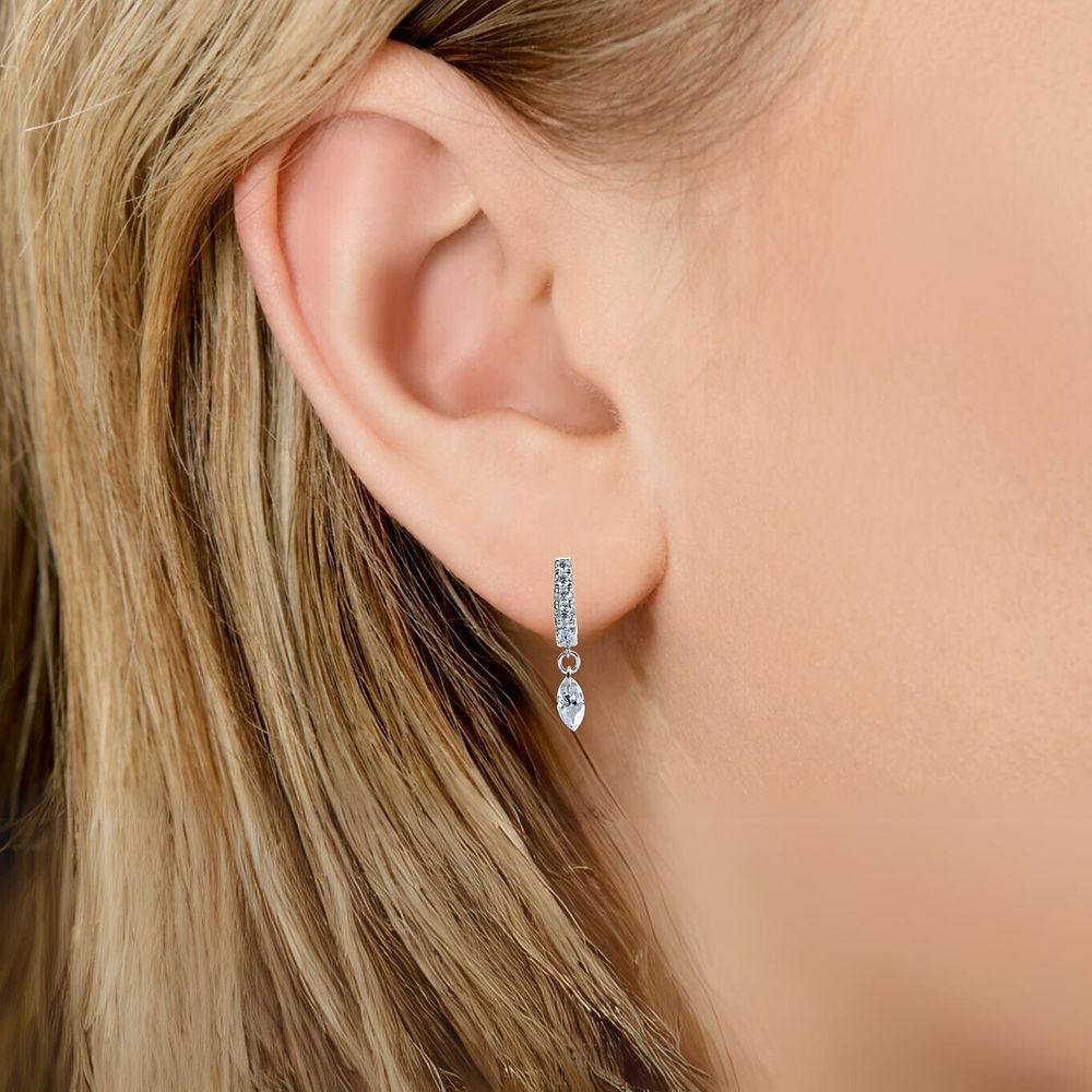 Illuminess™ Sterling Silver Floating Moissanite Huggies