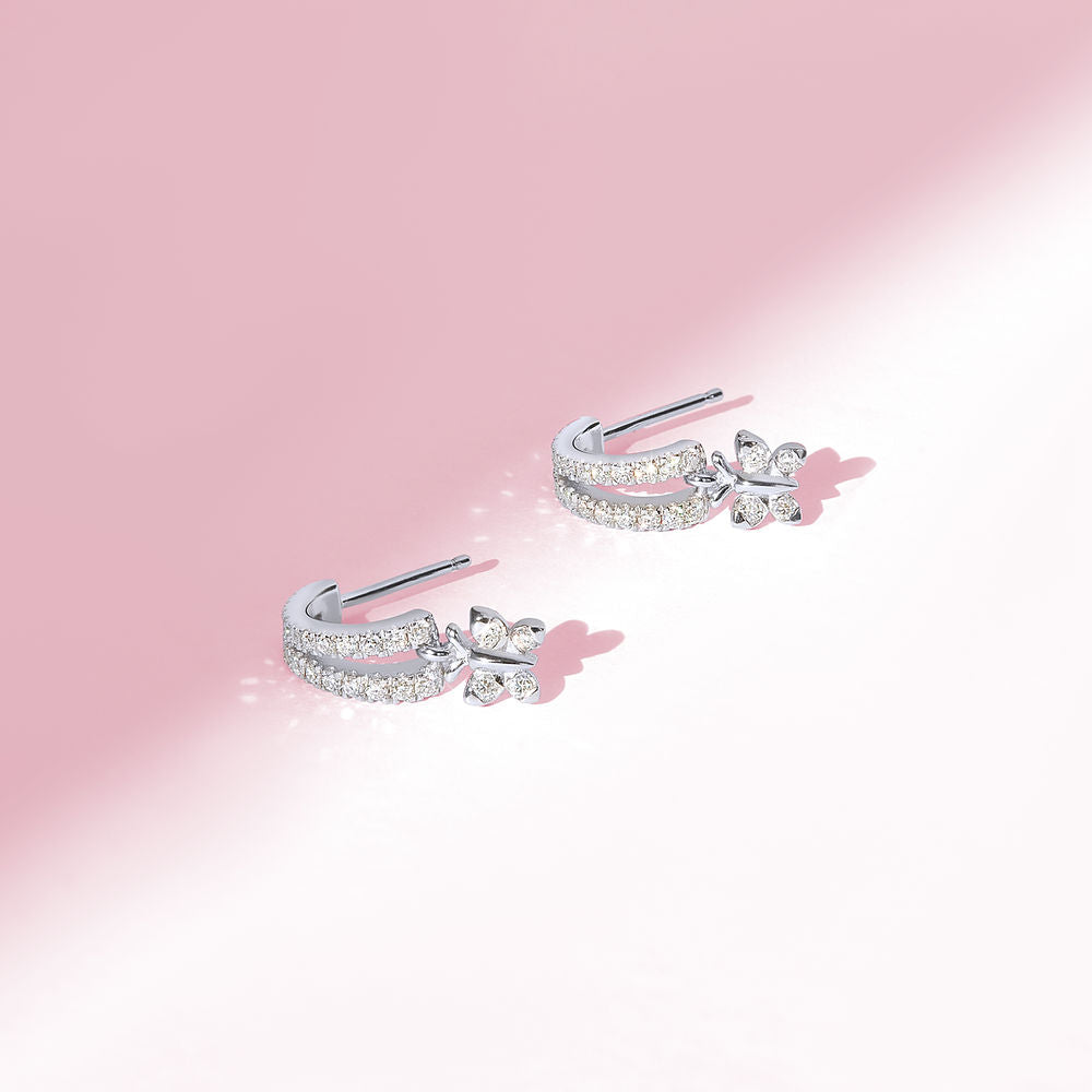 Enchanting Flutterfly™ Sterling Silver Butterfly Huggies