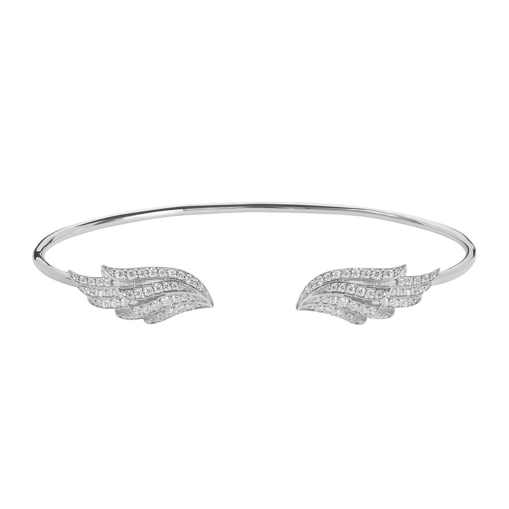 Angel Wing Sterling Silver Bangle - Medium