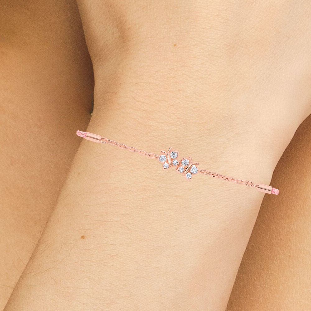 Enchanting Flutterfly™ Rose Gold Vermeil Silk Cord Butterfly Bracelet
