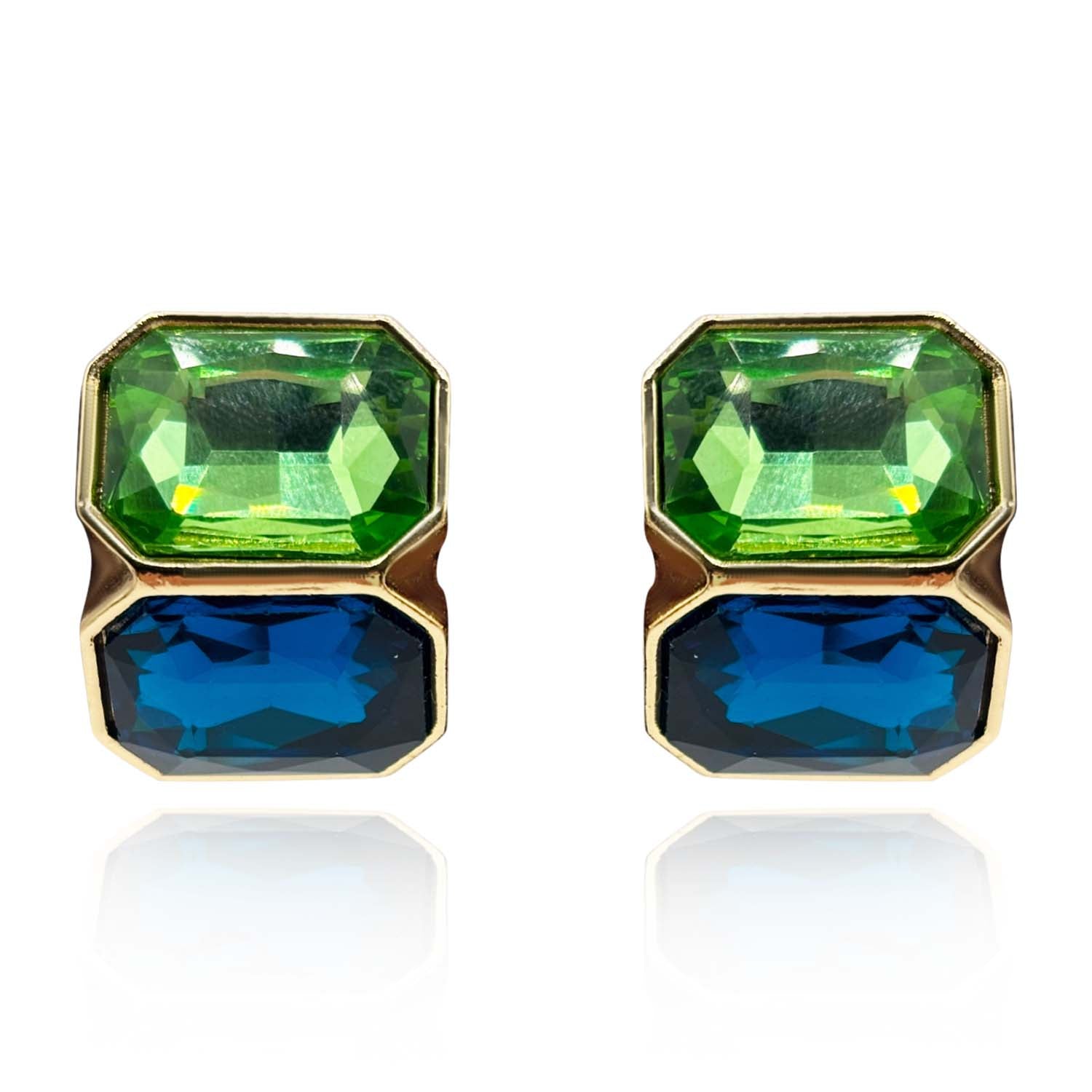Peridot and Sapphire Double Stone Clip Earrings