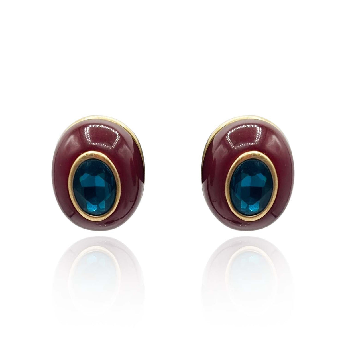 Stephanie Brown Resin Pierced Earring With Sapphire Glass Stone
