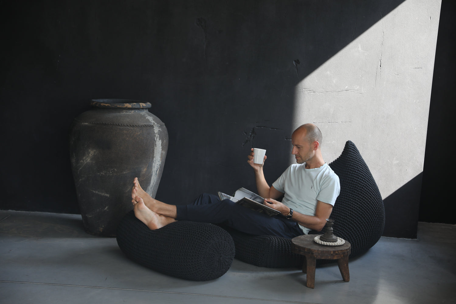 Knitted Bean Bag | BOTTLE GREEN
