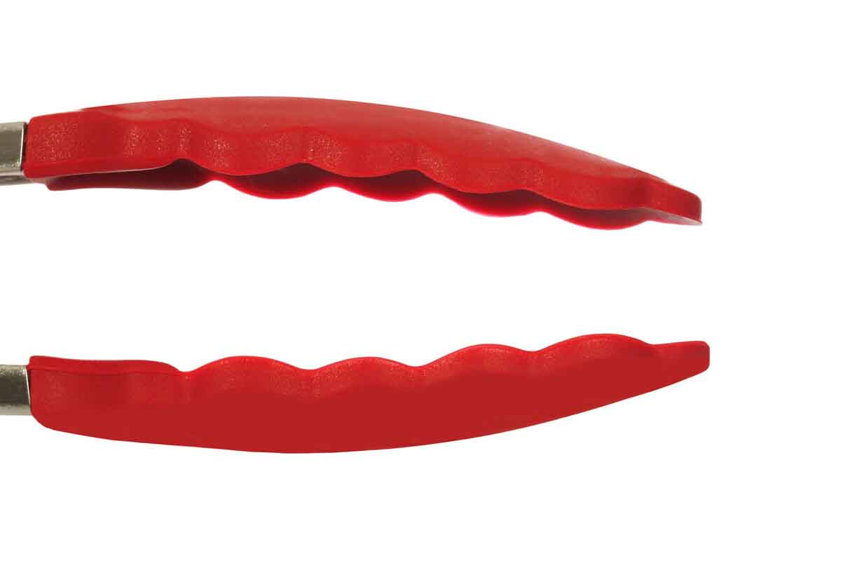 Zing Stainless Steel and Red Silicone Tongs