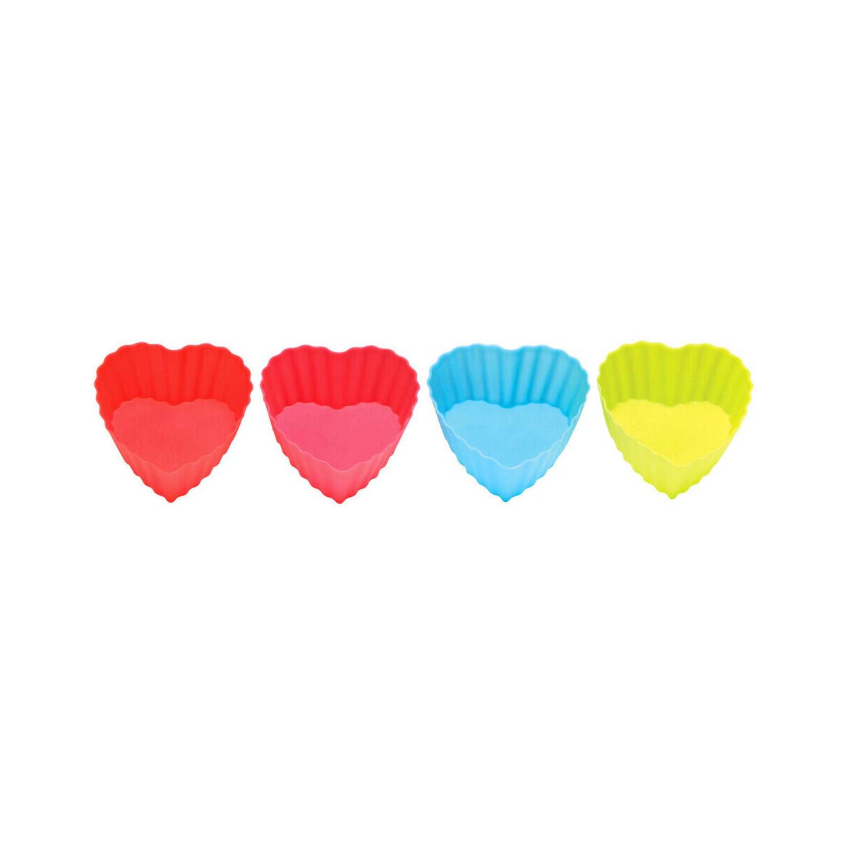 Set Of Four Non Stick Heart Silicone Moulds