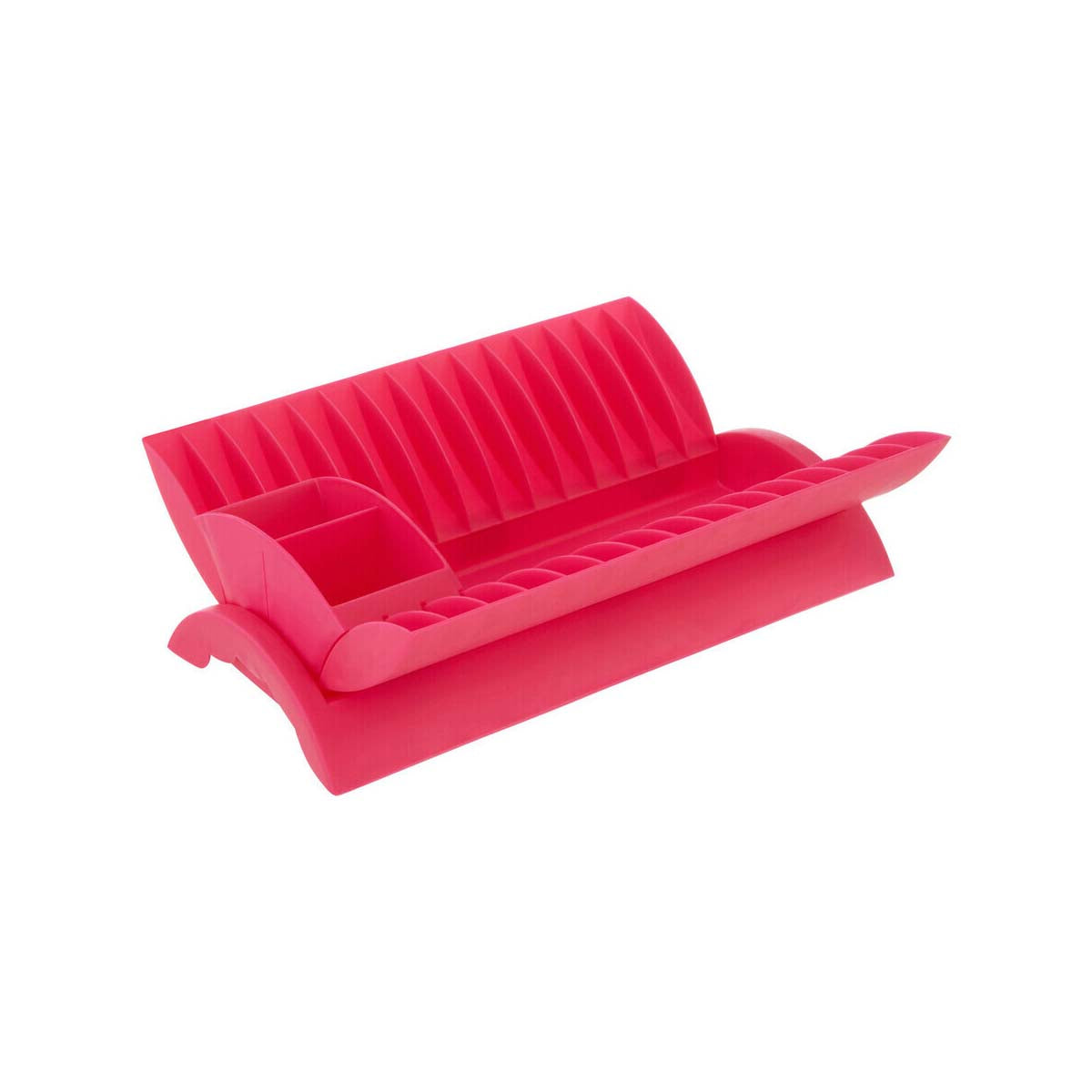 Laurie Hot Pink Dish Drainer with Cutlery Caddy