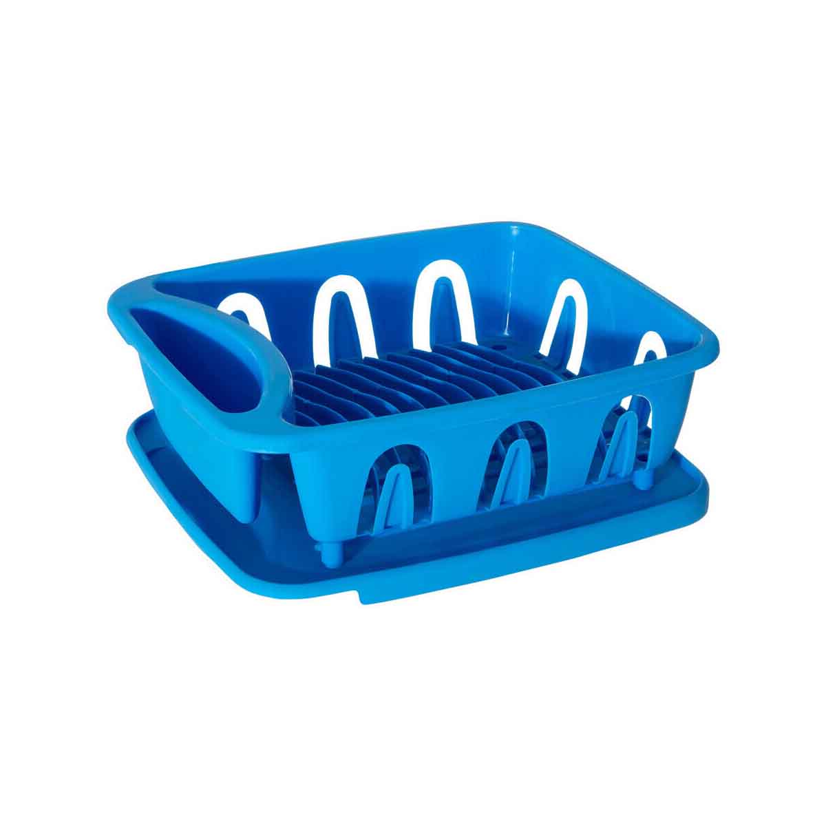 Laurie Blue Plastic Dish Drainer with Removable Tray