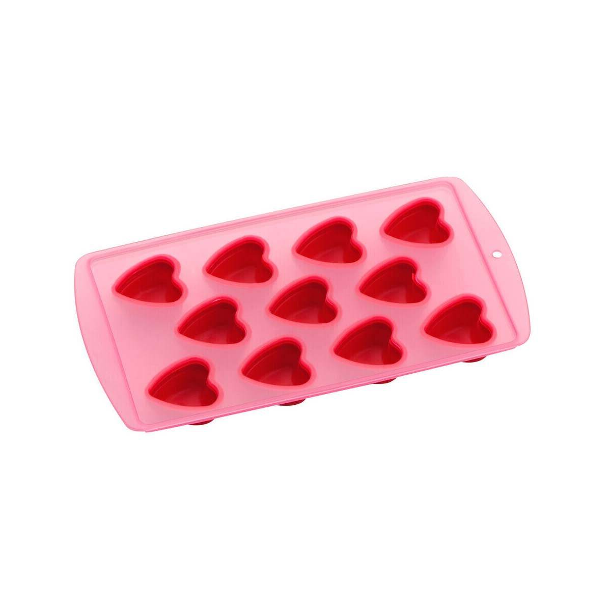 11 Heart Shapes Ice Cube Red Tray
