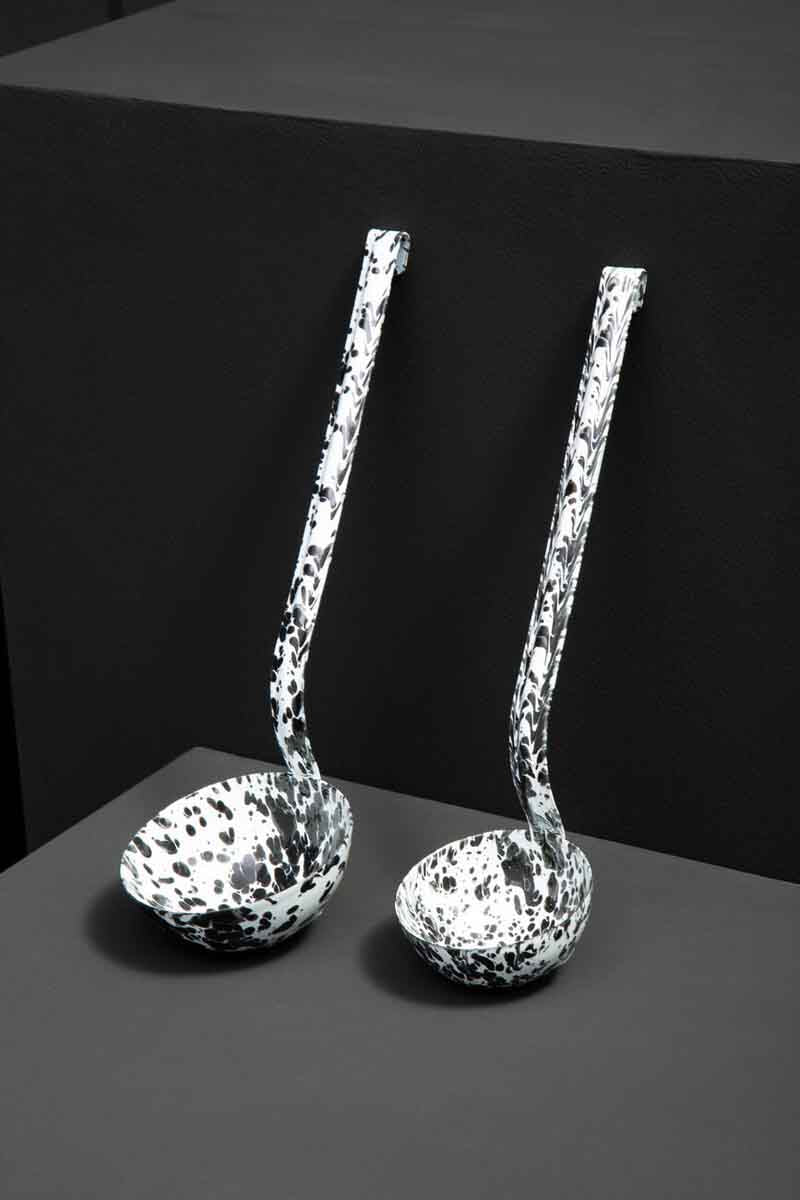 Hygge Black and White Enamelled Ladle
