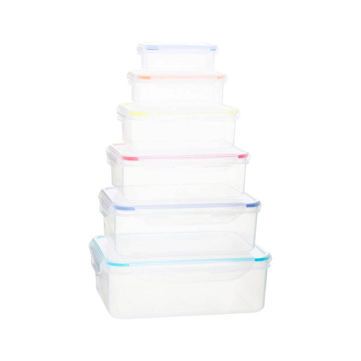 Herrela 6pc Rectangular Food Containers with Airtight Lids