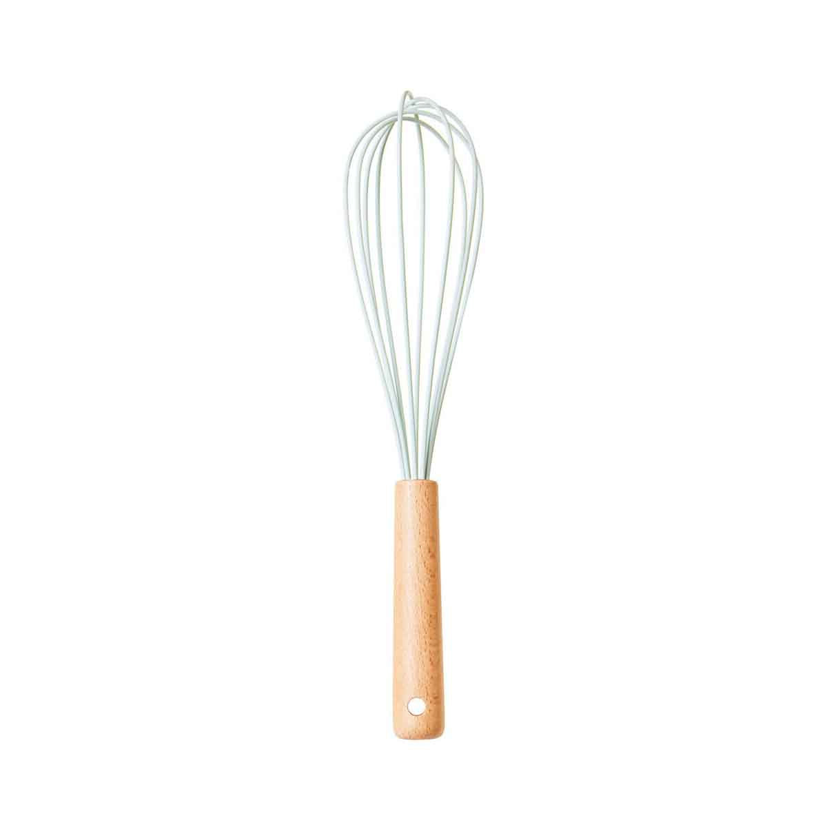 Nova Sage Green Silicone Head Whisk With Round Wood Handle