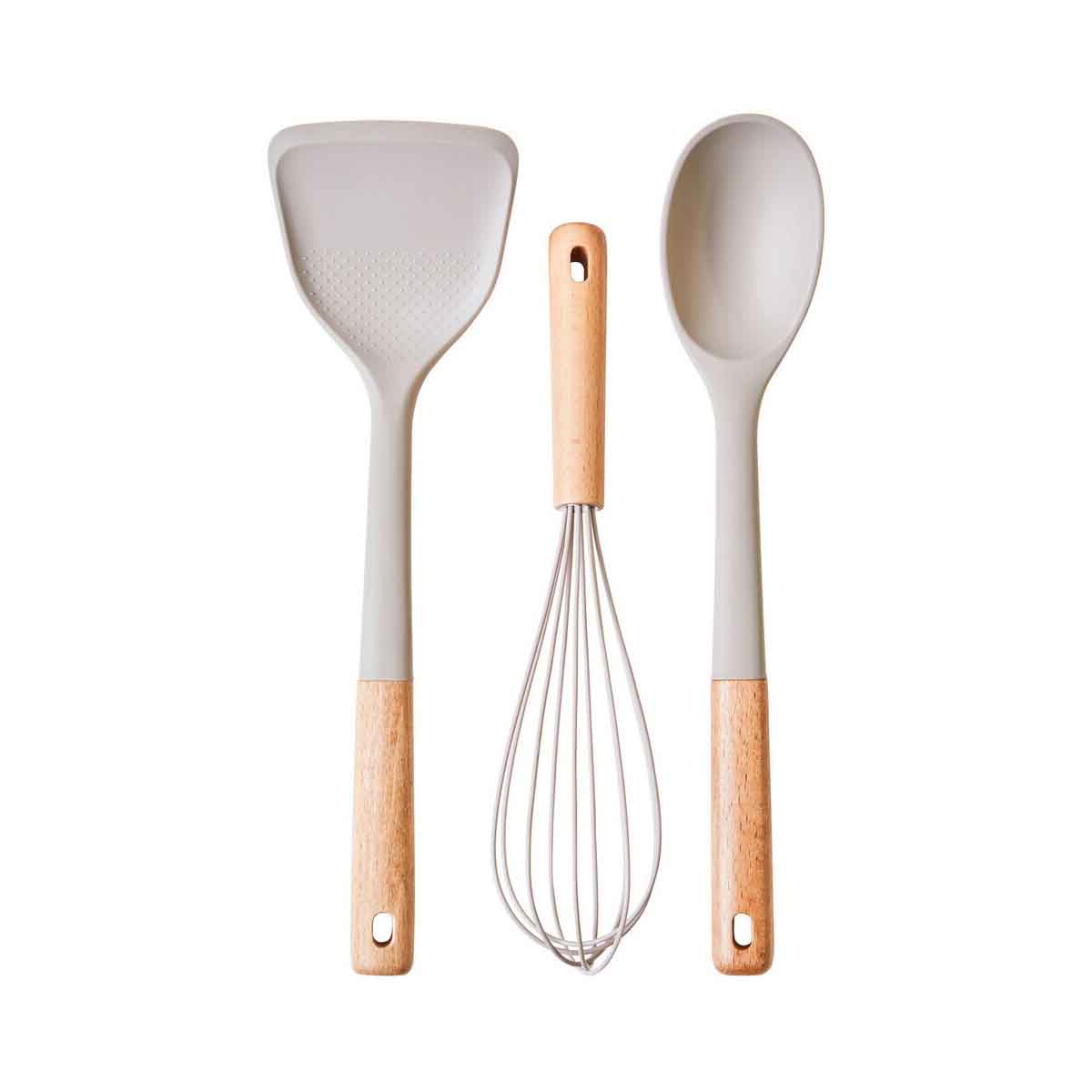 Nova Stone Grey Silicone Head 3pc Kitchen Tool Set