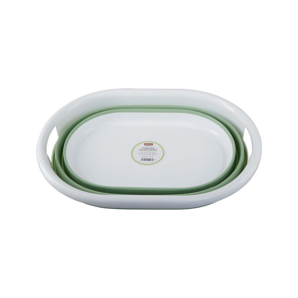 Averill Oval Collapsible Laundry Basket in Green and White