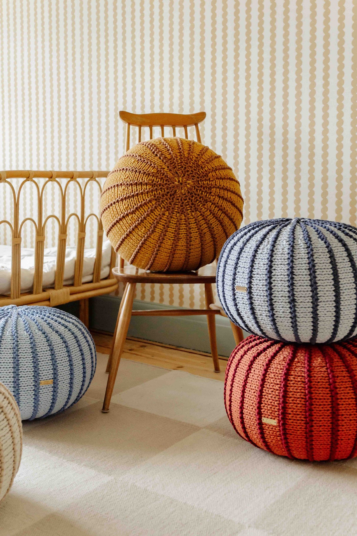 Knitted Pouffe ZIGGY | CINNAMON