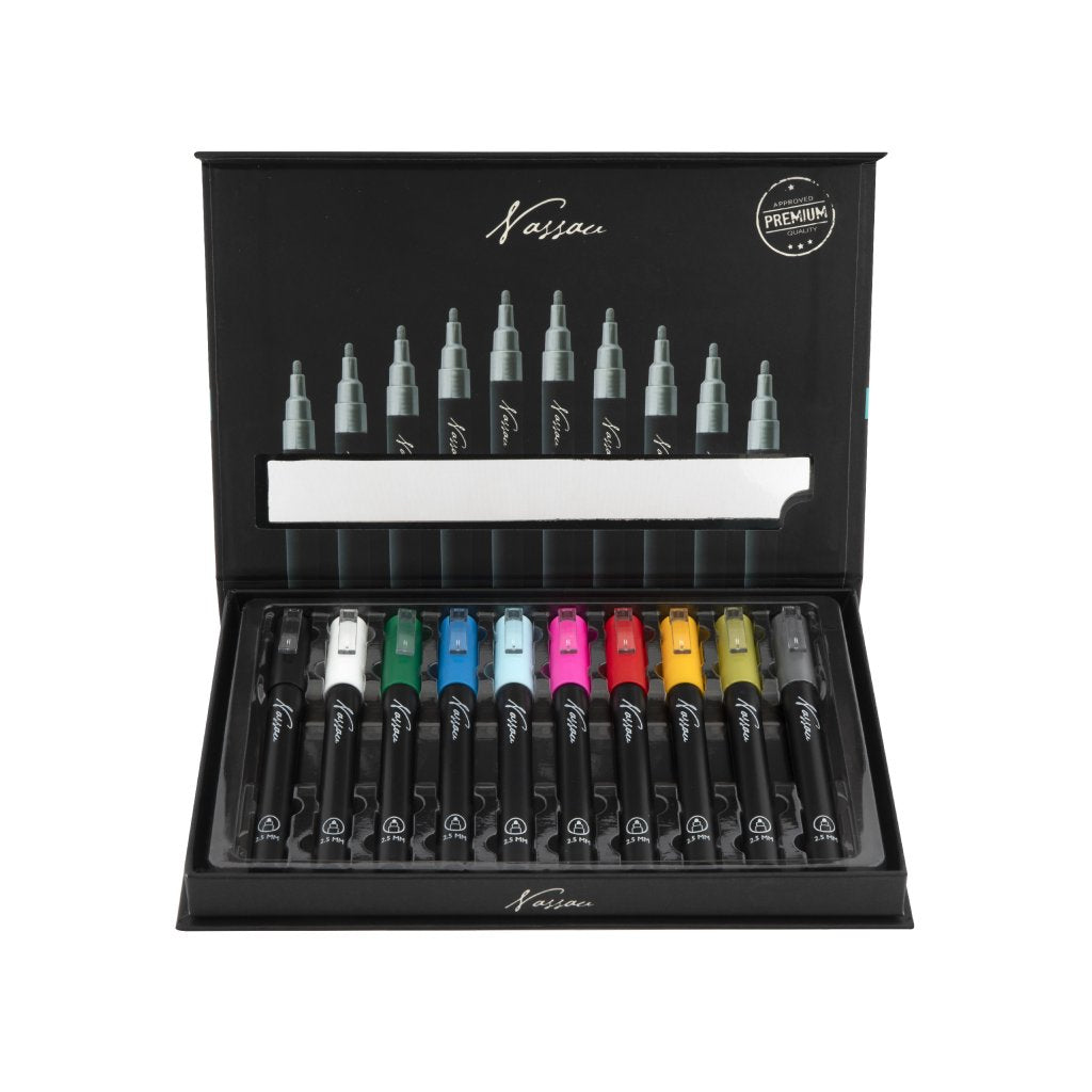 Acrylic Markerset, 10 Pcs in FC Windowbox