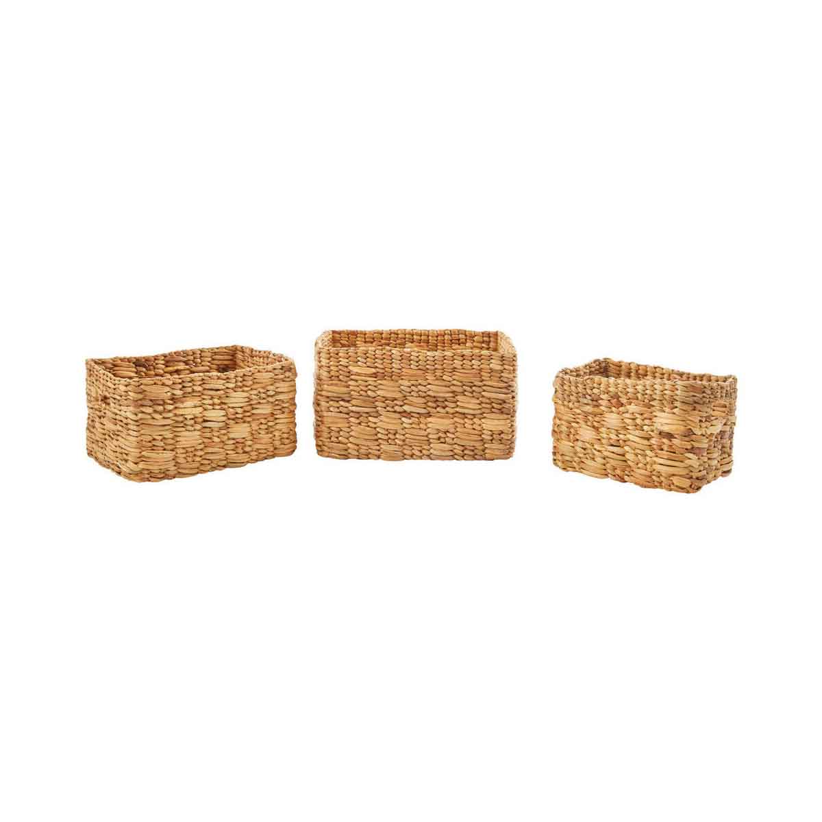 Set of 3 Natural Water Hyacinth Storage Baskets 1901339