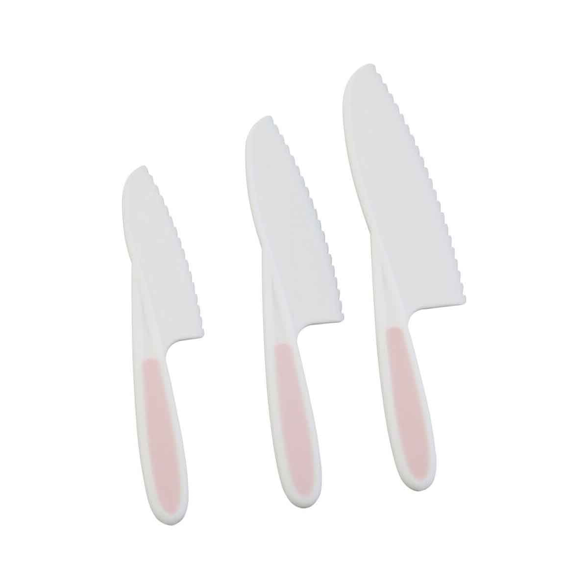 Zing Set of 3 Dessert or Salad Knives in Pastel Pink