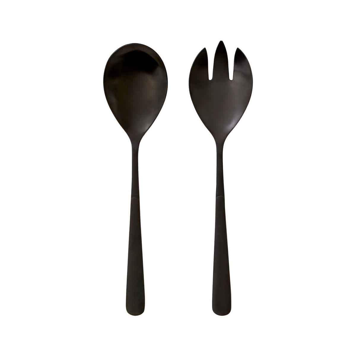Modern Retro Matt Black 2 Piece Salad Servers