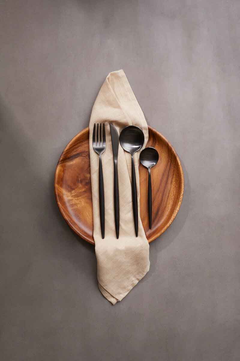 Modern Retro 16 Piece Matte Black Cutlery Set