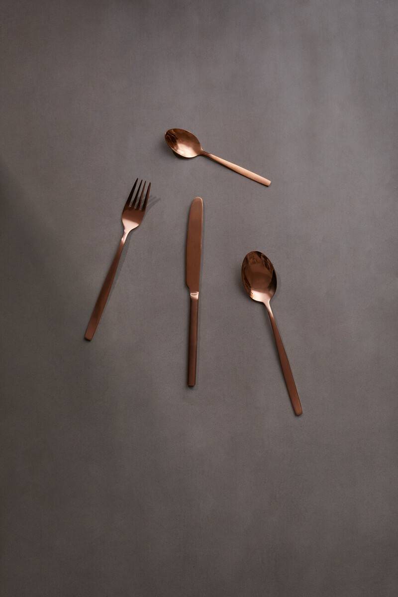 Avie 16 Piece Rose Gold Finish Cutlery Set