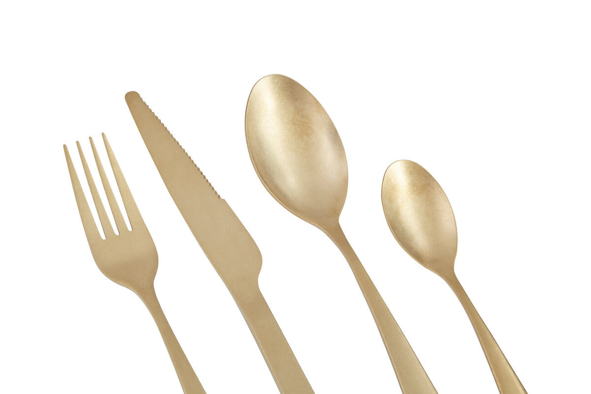 Avie 16 Piece Antique Gold Cutlery Set