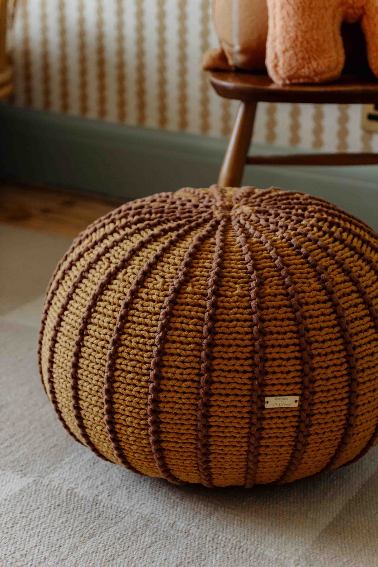 Knitted Pouffe ZIGGY | CINNAMON