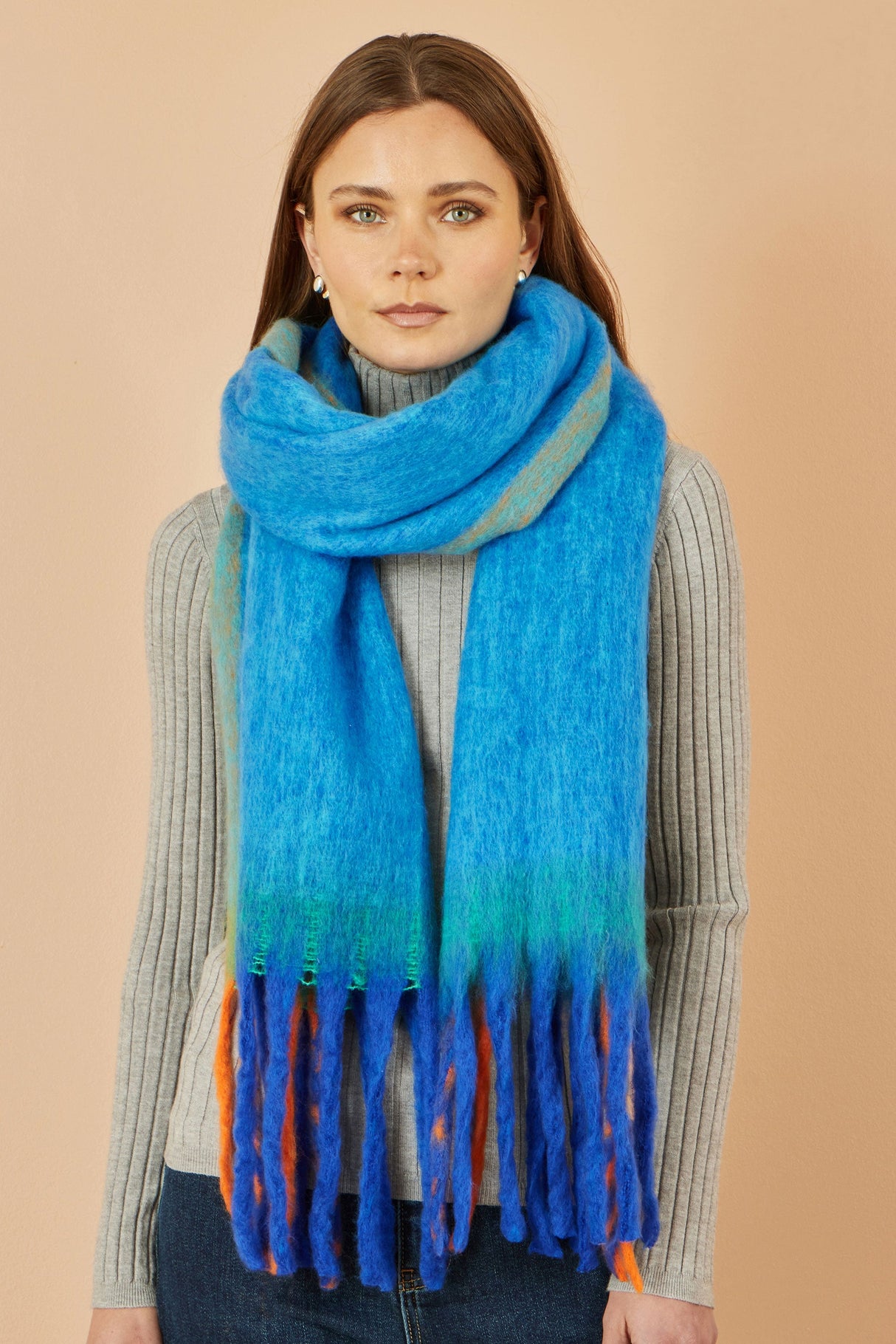 Yumi Blue Colour Block Scarf