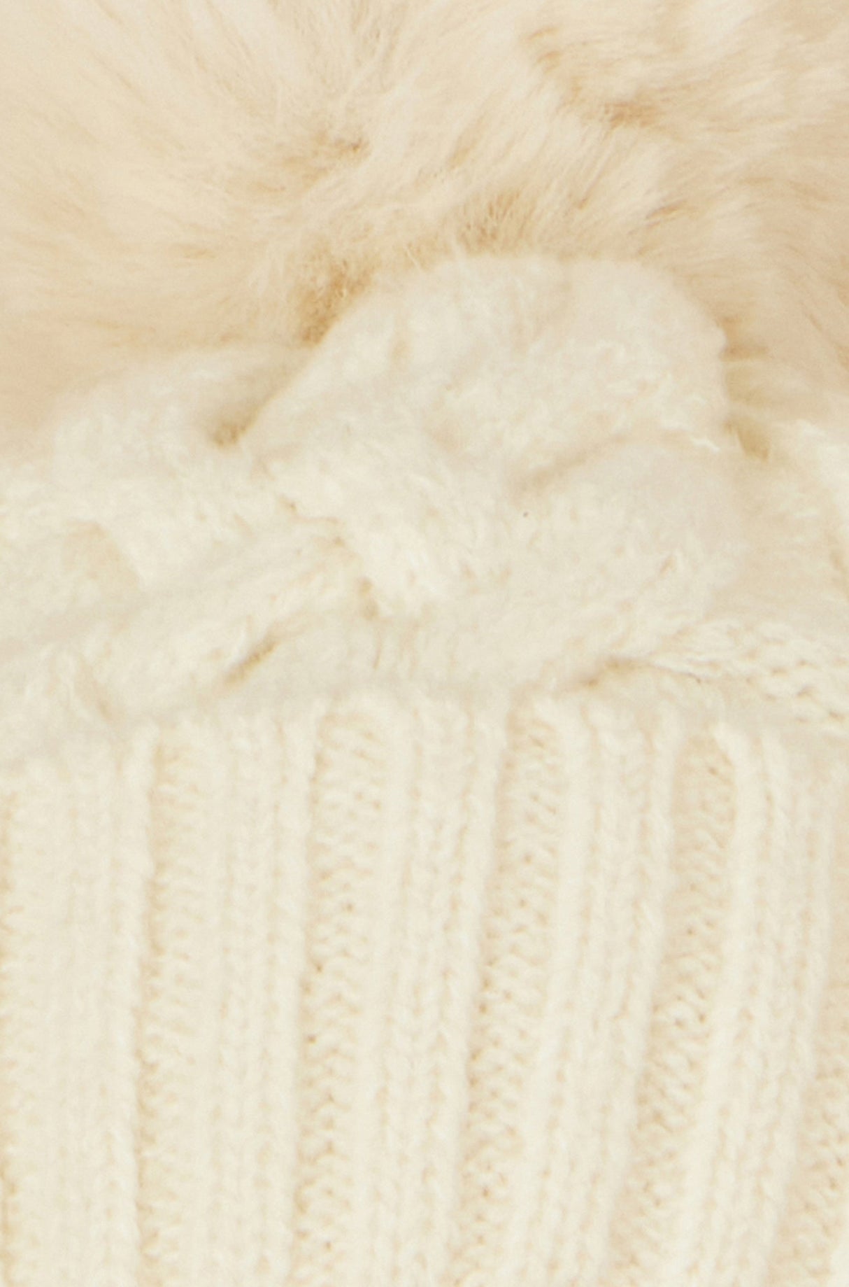 Yumi White Cable Knit Bobble Hat