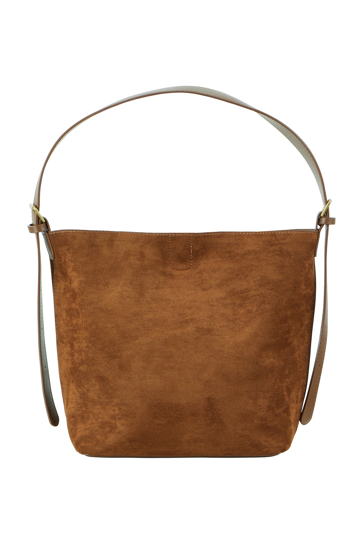 Yumi Tan Faux Suede Bag With Inside Pouch