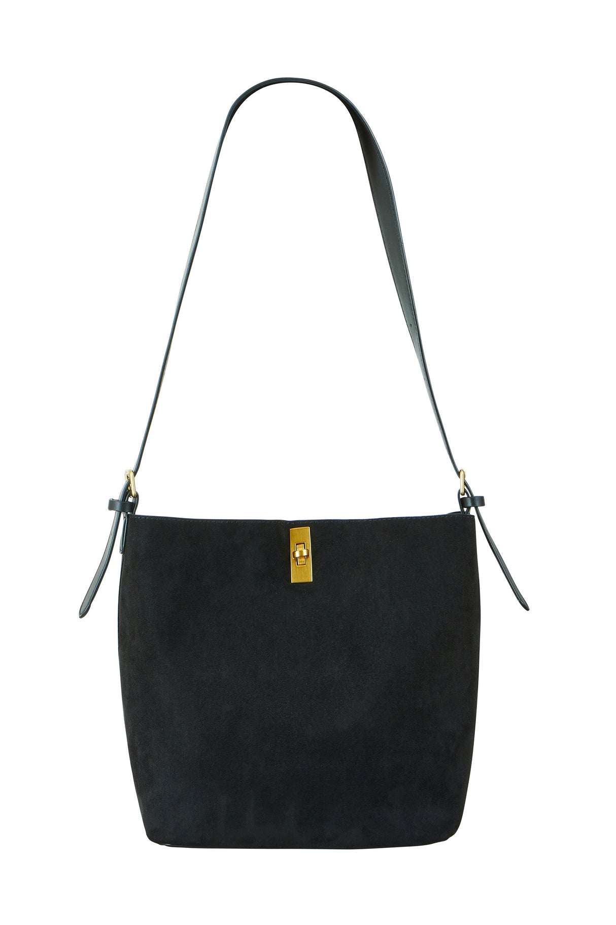 Yumi Black Faux Suede Bag With Inside Pouch