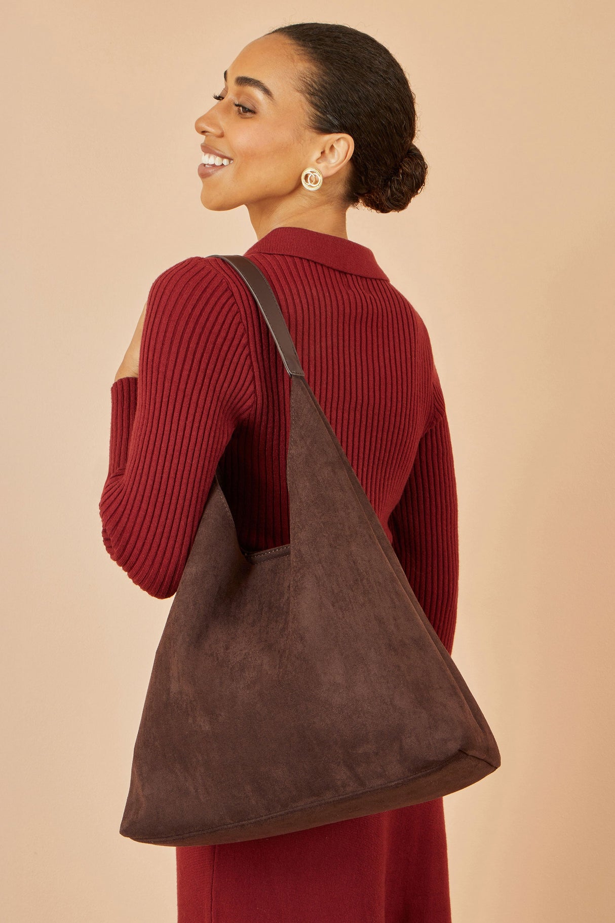 Yumi Brown Shoulder Bag With Inside Bag