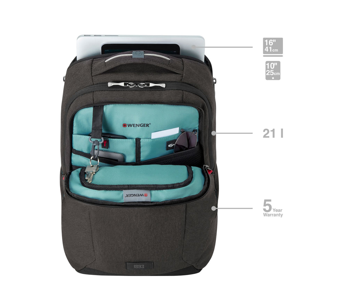 Wenger MX Professional notebook case 40.6 cm (16") Backpack Grey