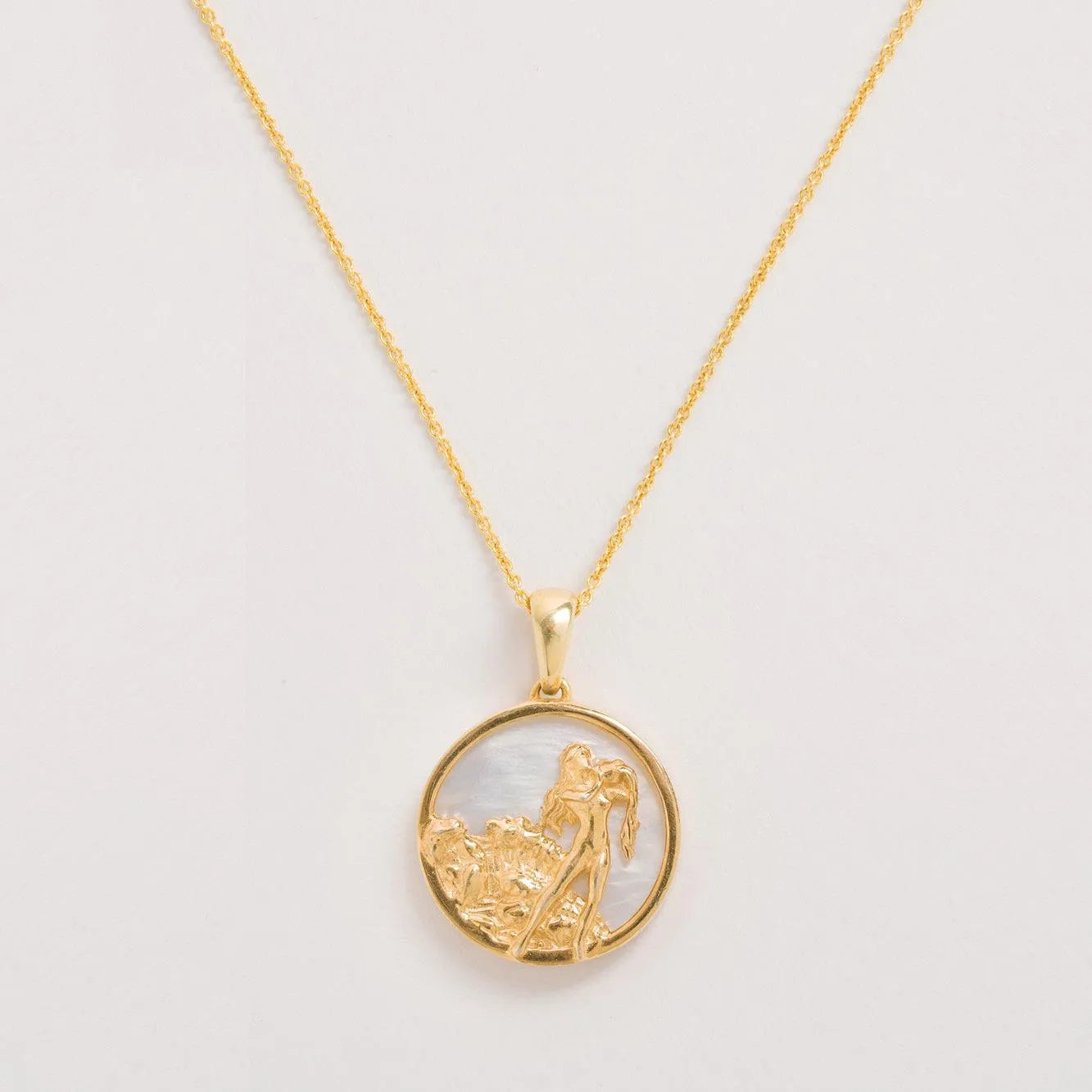 Aquarius, Gold Zodiac Necklace