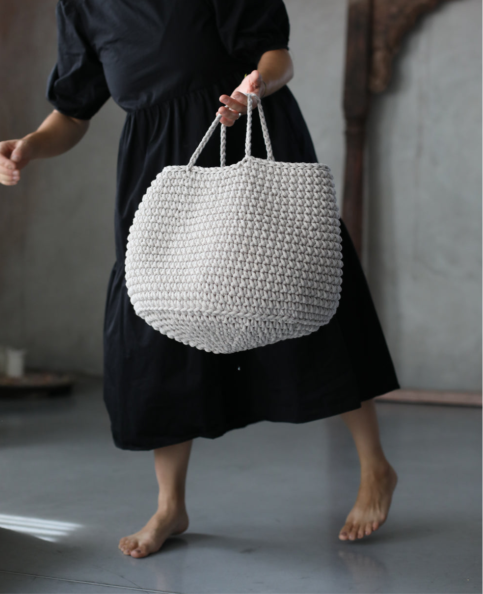 Crochet Basket, Size L | OATMEAL