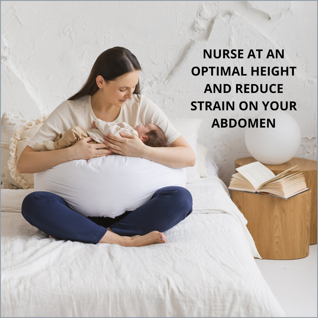 MINICAMP C-Shape Baby Feeding & Pregnancy Pillow with Organic White Cover | Kapok or PES Filling