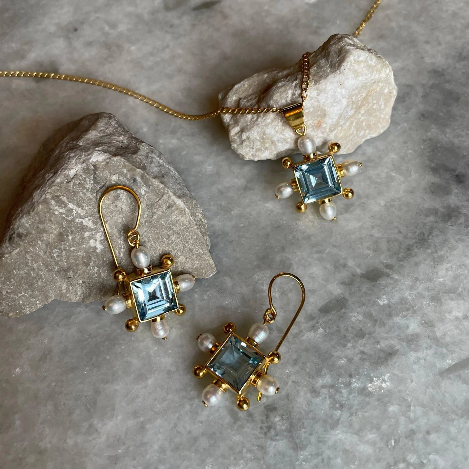 Blue Topaz Cross Necklace