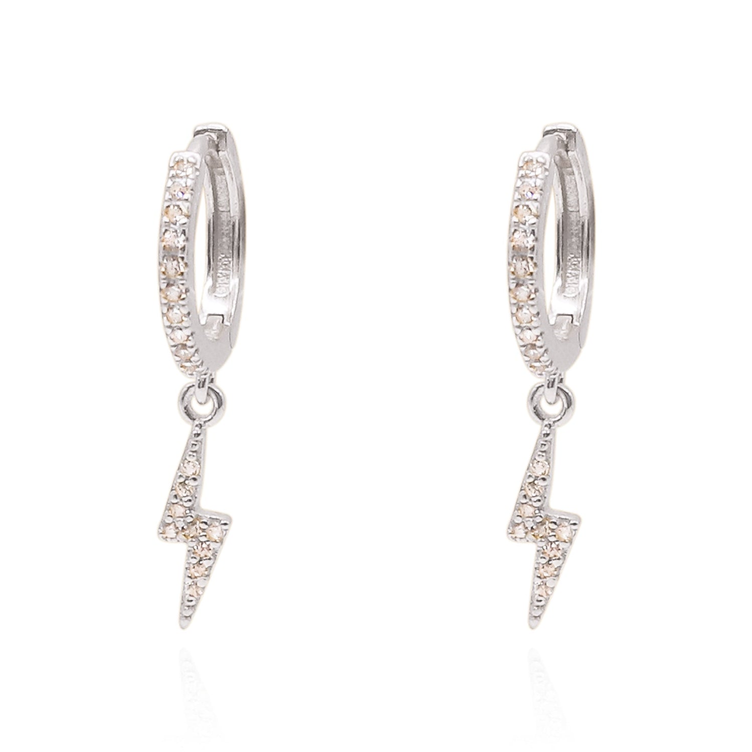 Bridget Lightning Huggie Hoop Earrings | 925 Sterling Silver