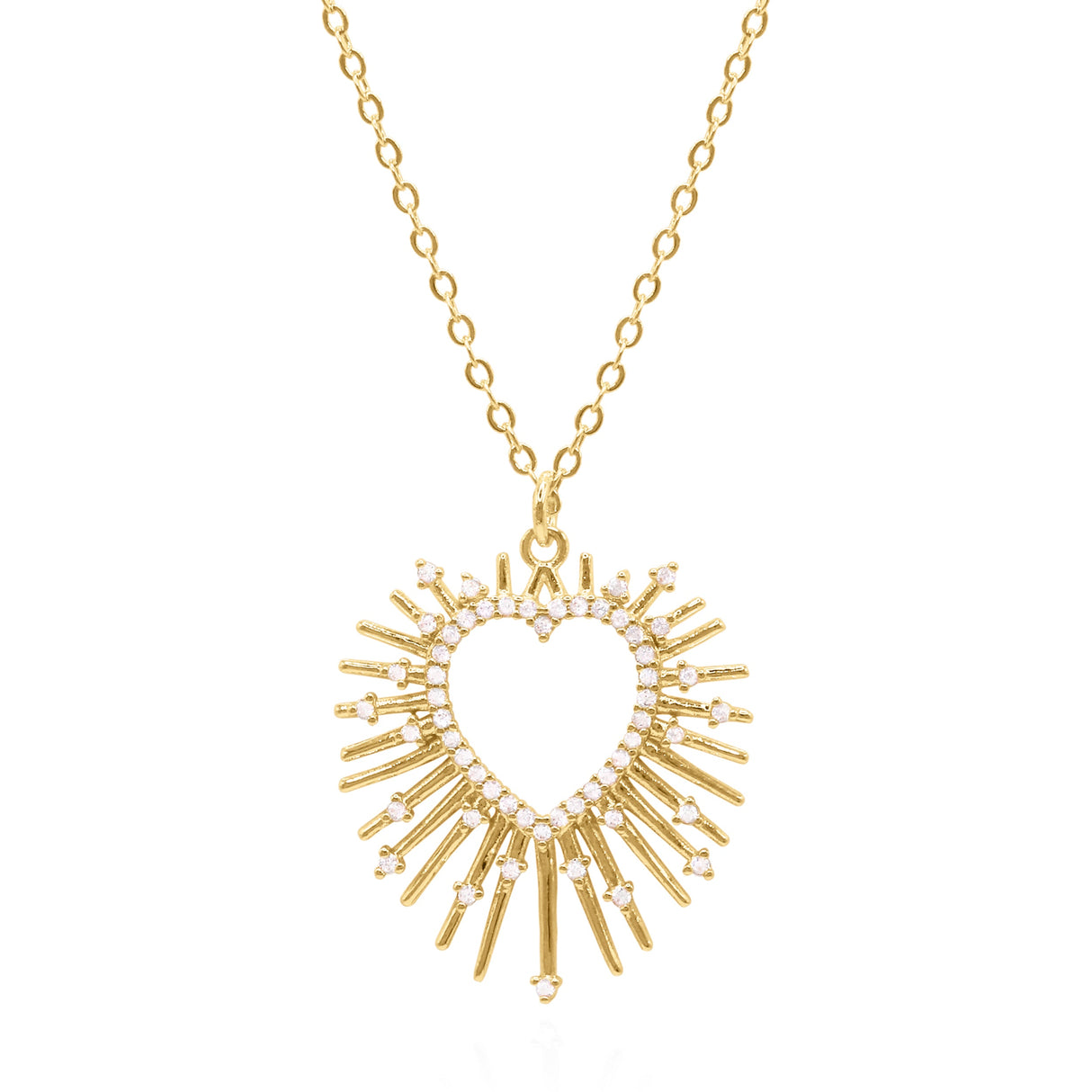 Cher Starburst Heart Pendant Necklace | 18k Gold Plated