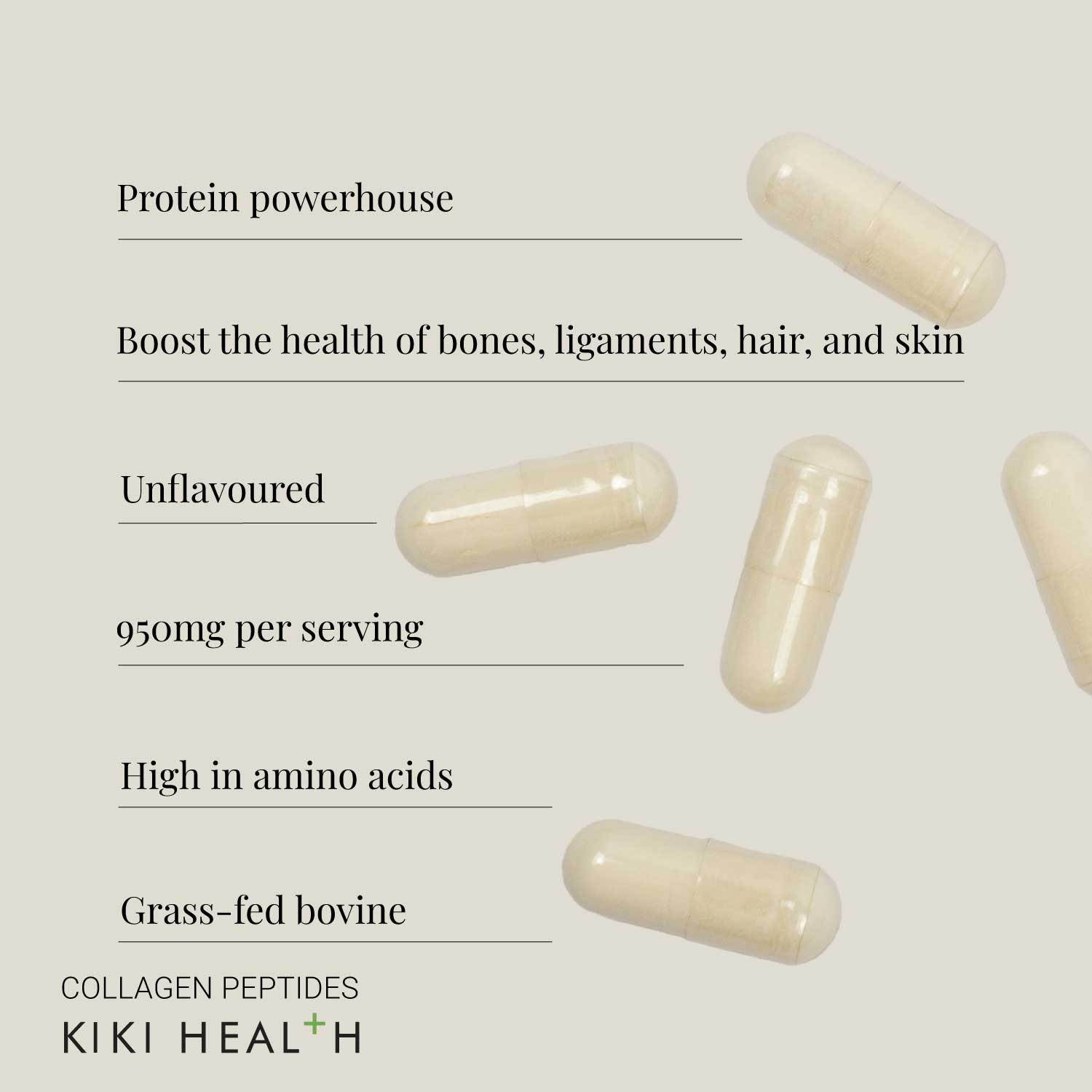 Kiki Health Bovine Collagen Peptides - 150 Vegicaps