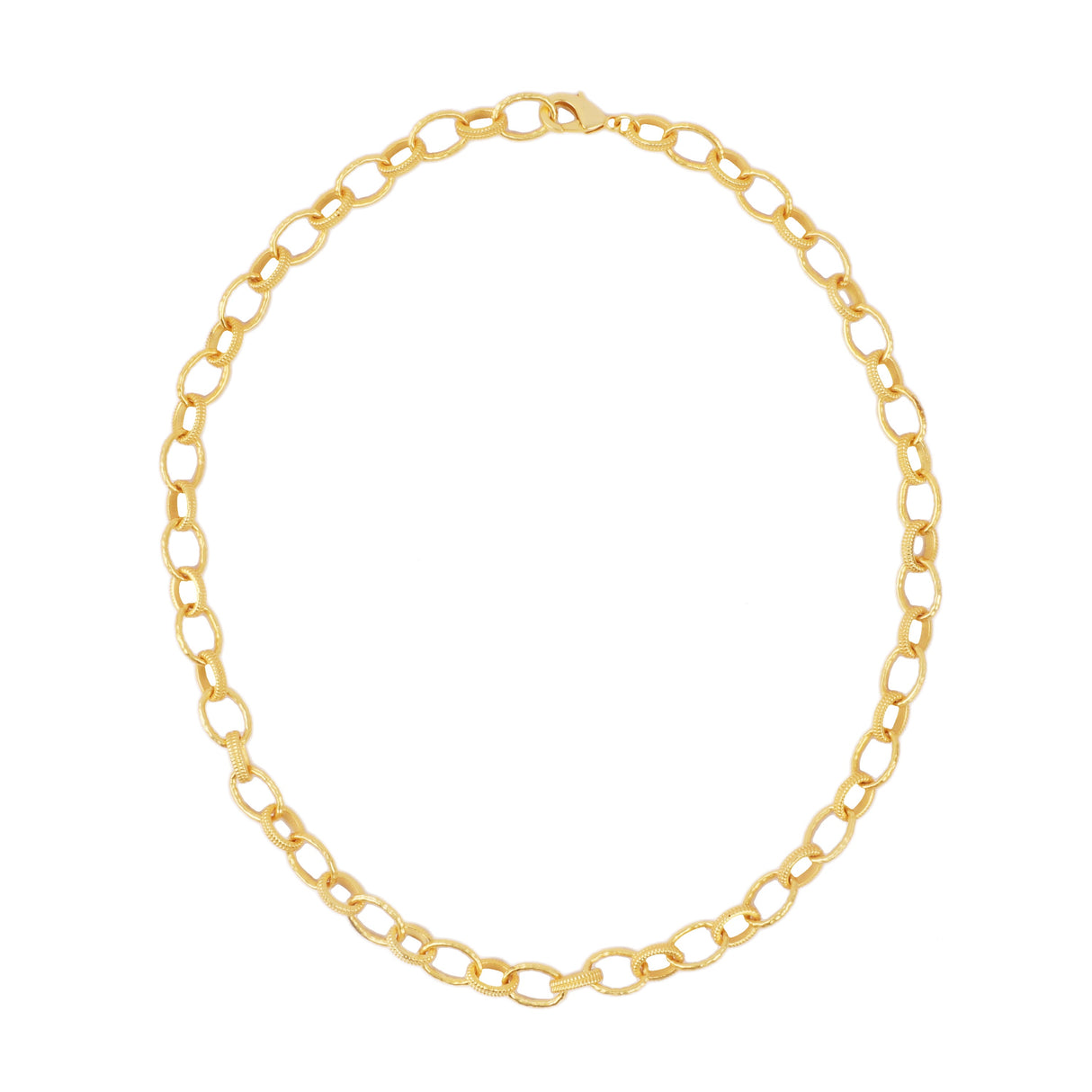 Oval Hammered Link Necklace