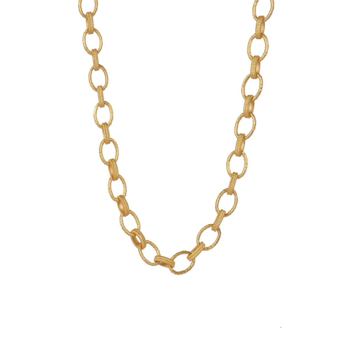 Oval Hammered Link Necklace