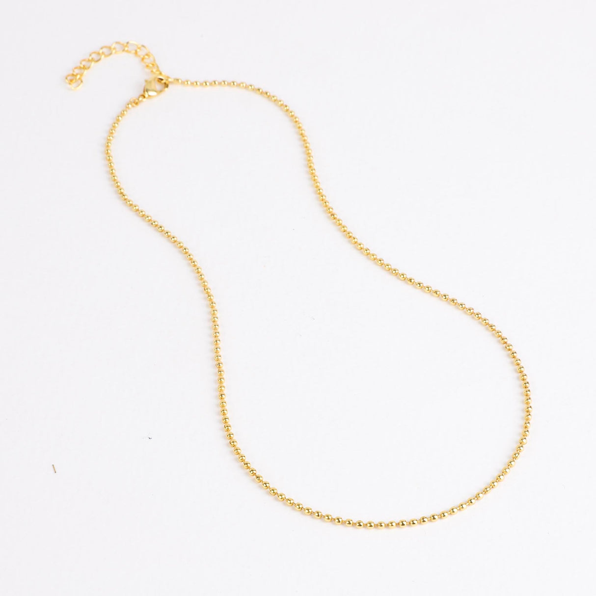 Beaded Chain Necklace Gold 17"