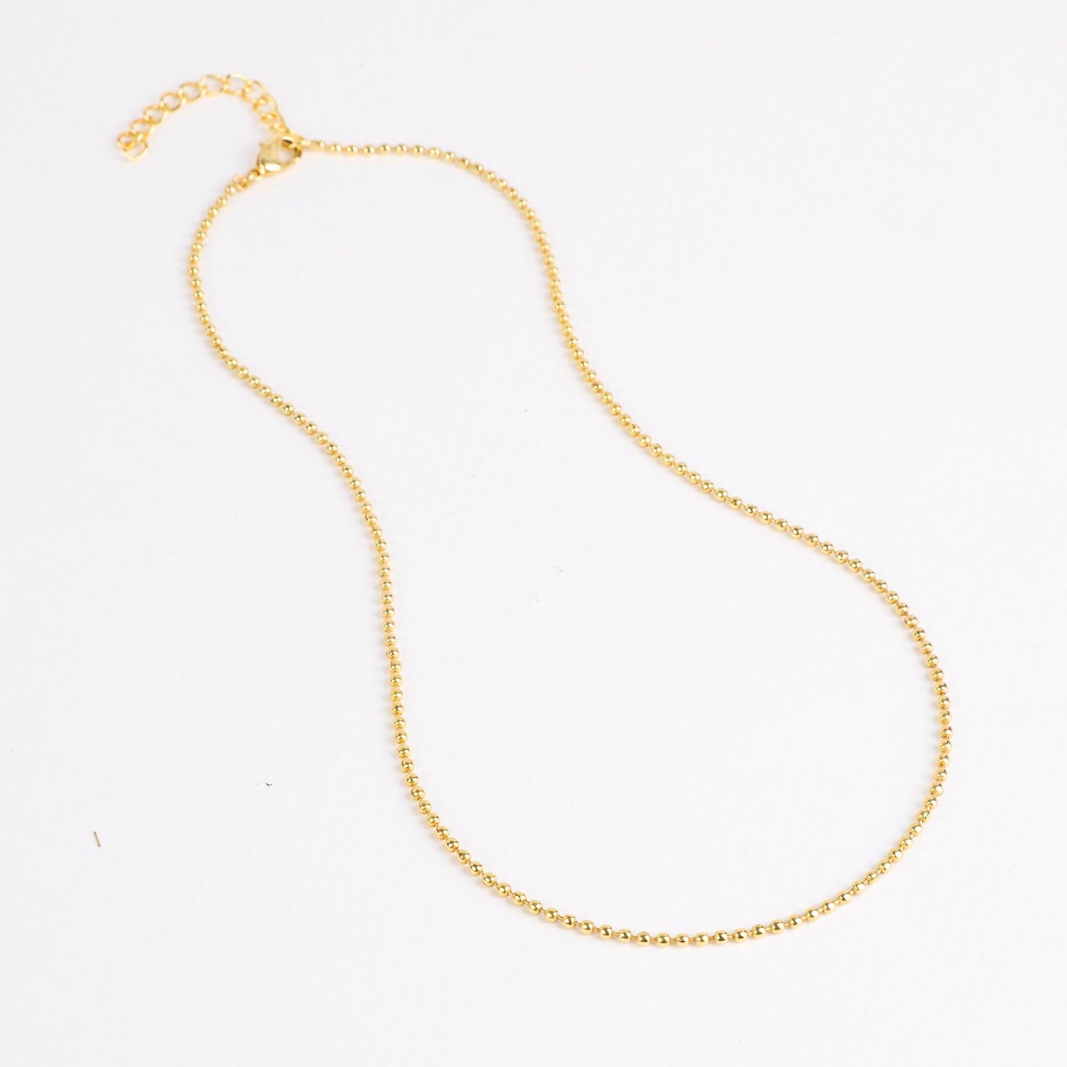 Beaded Chain Necklace Gold 17"