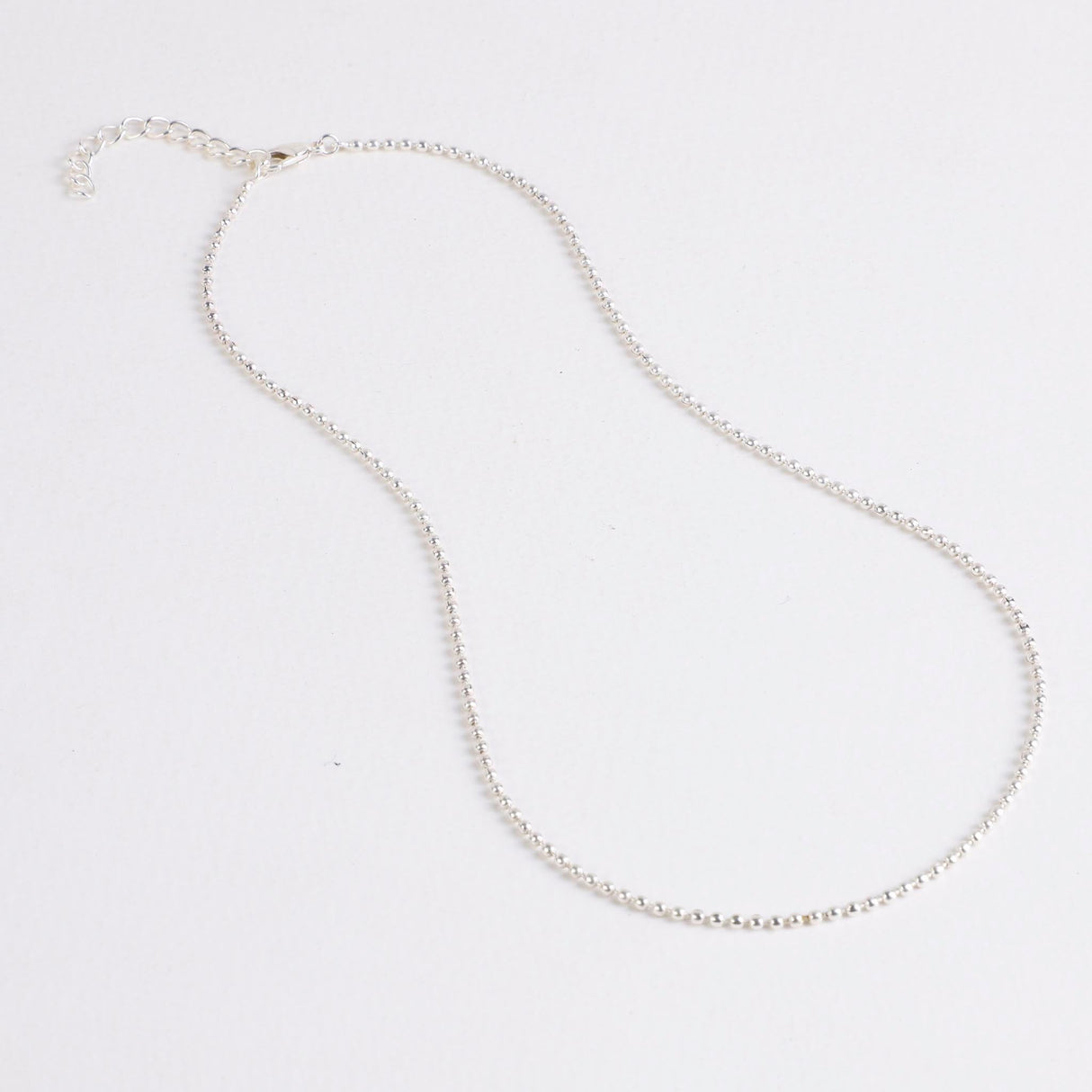 Beaded Chain Necklace Silver 17"