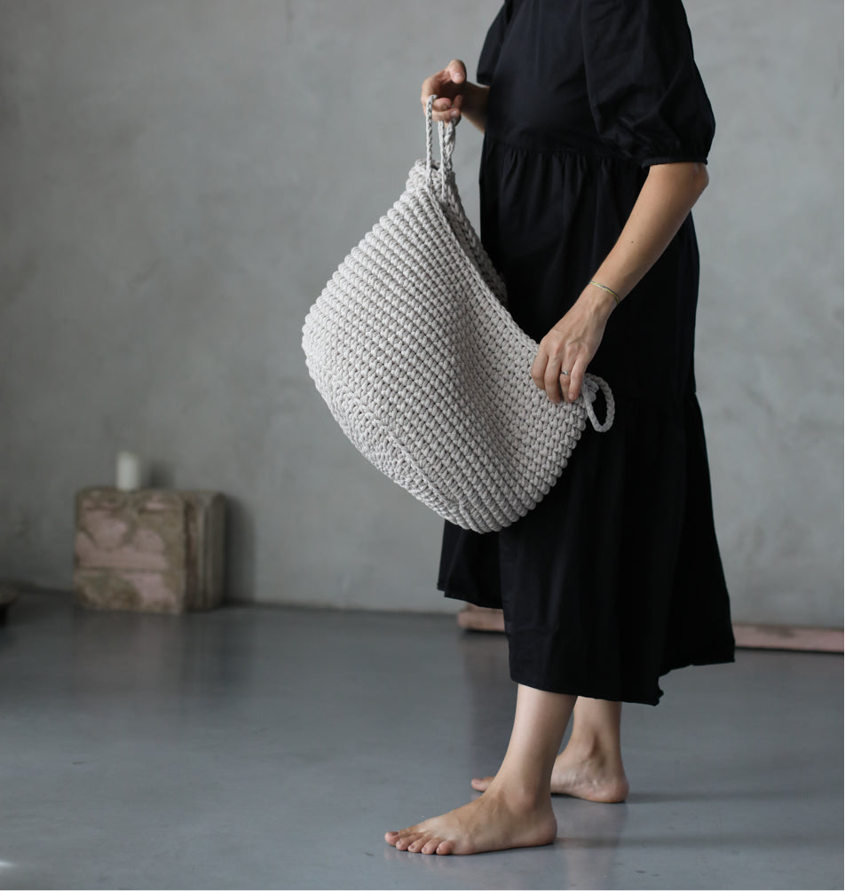 Crochet Basket, Size L | OATMEAL