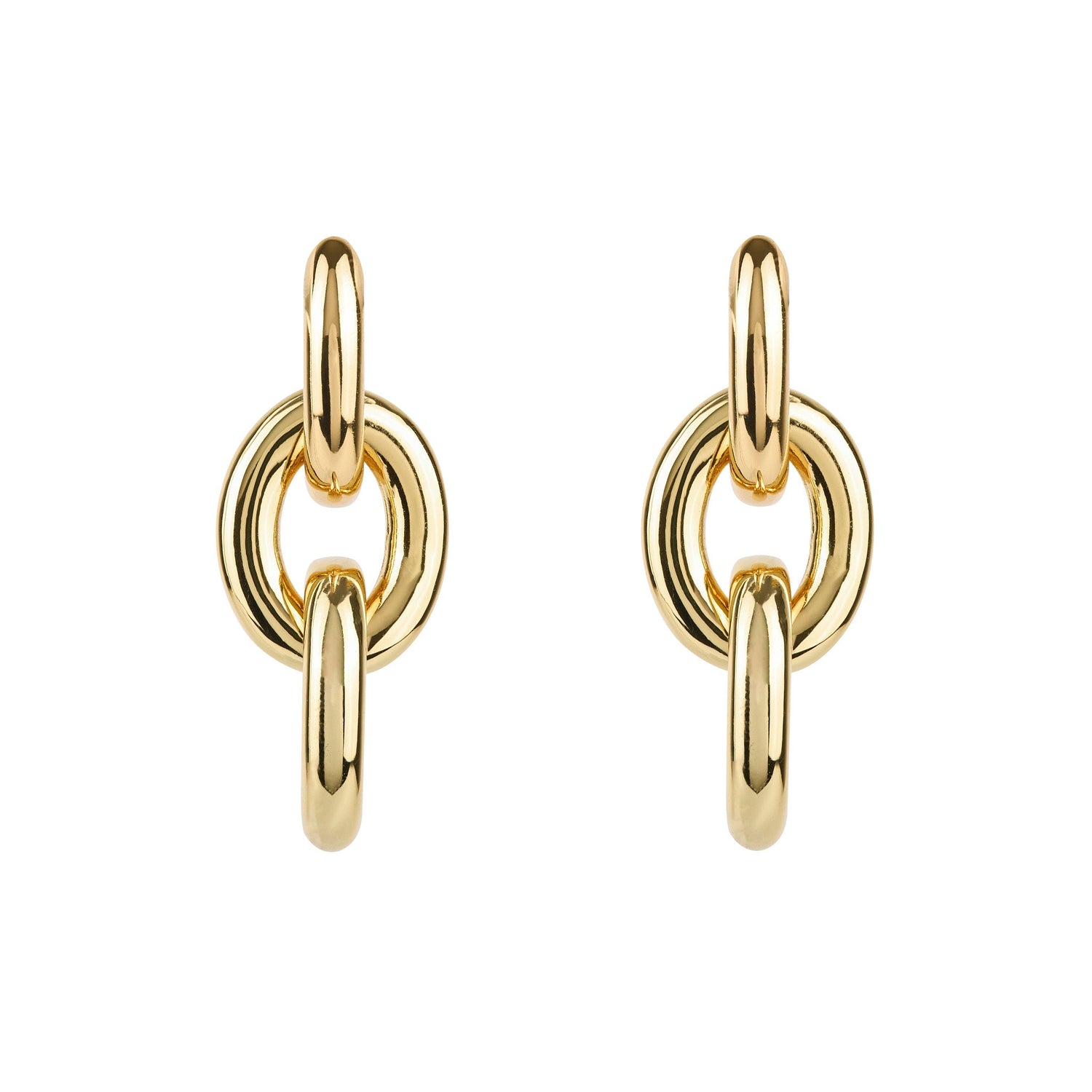 Triple Gold Hoop Drop Earrings