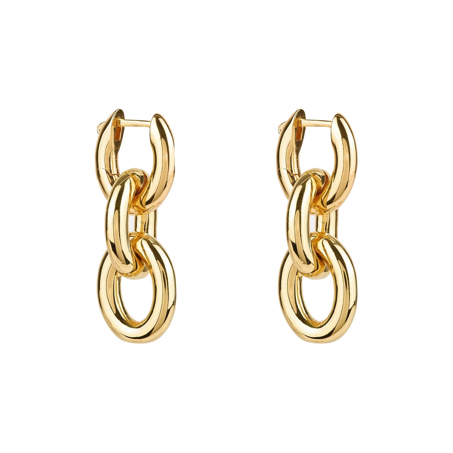 Triple Gold Hoop Drop Earrings