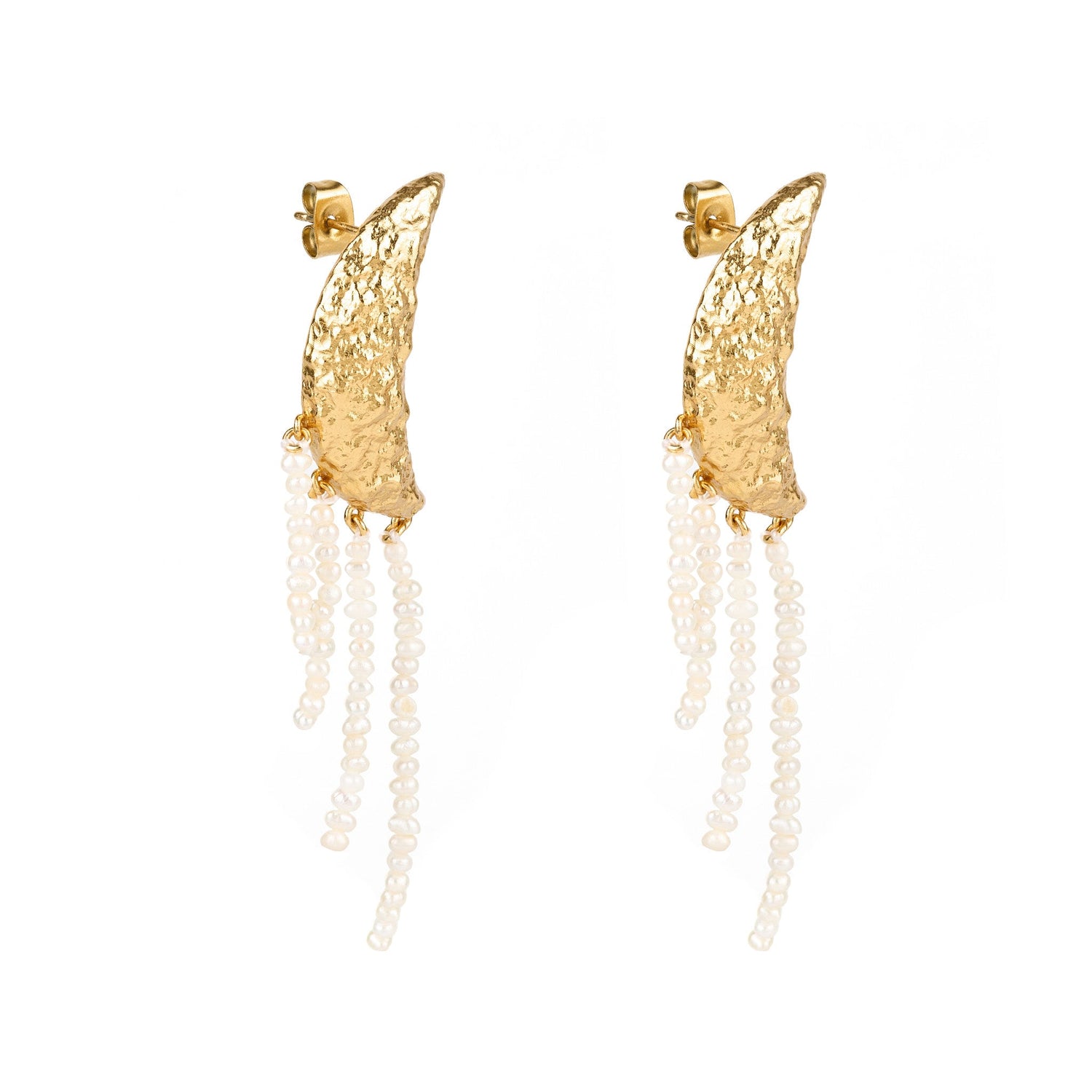 Moon and Pearls Statement Earrings