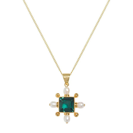 Green Quartz Cross Necklace