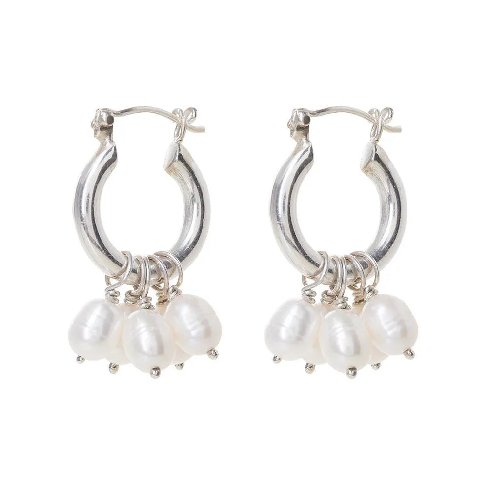 Silver Mini Hoops With Detachable Pearls